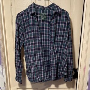 LL Bean Deep Indigo Casual Button Down Flannel Shirt
